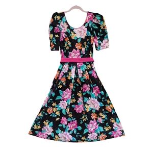 Vintage‎ Lanz of Saltzberg Original Pink Floral Dress w/belt Sz 8
